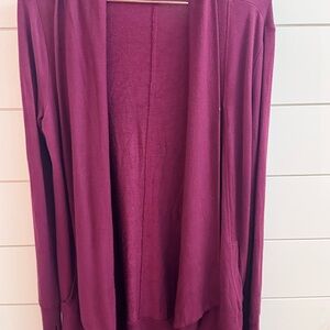 Athleta Open-Front Plum Cardigan